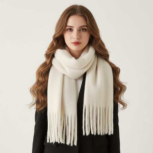 Mohair All-Matching Winter Fringe Scarf