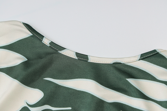 Backless Long Sleeve Slim Fit Printed Dress for Women