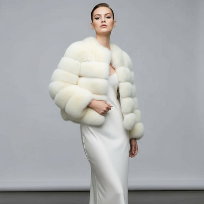 Faux fox fur coat