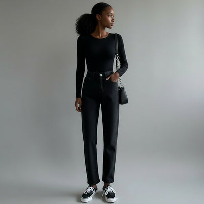 High-waisted loose-fit wide-leg jeans for women