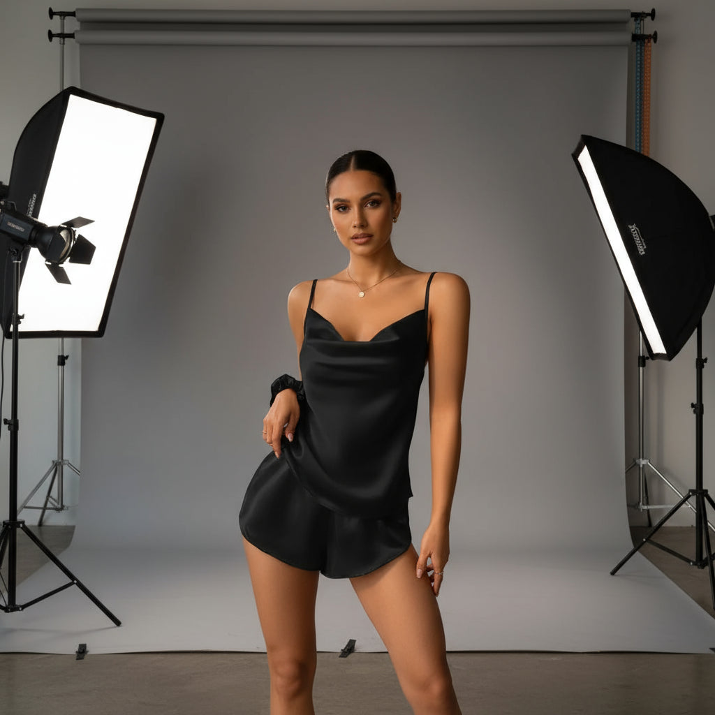 Women's Casual Backless Ice Silk Pajamas