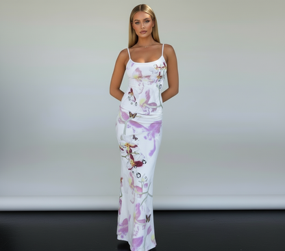 Malina Set: Sleeveless summer top with printed skirt (One set)