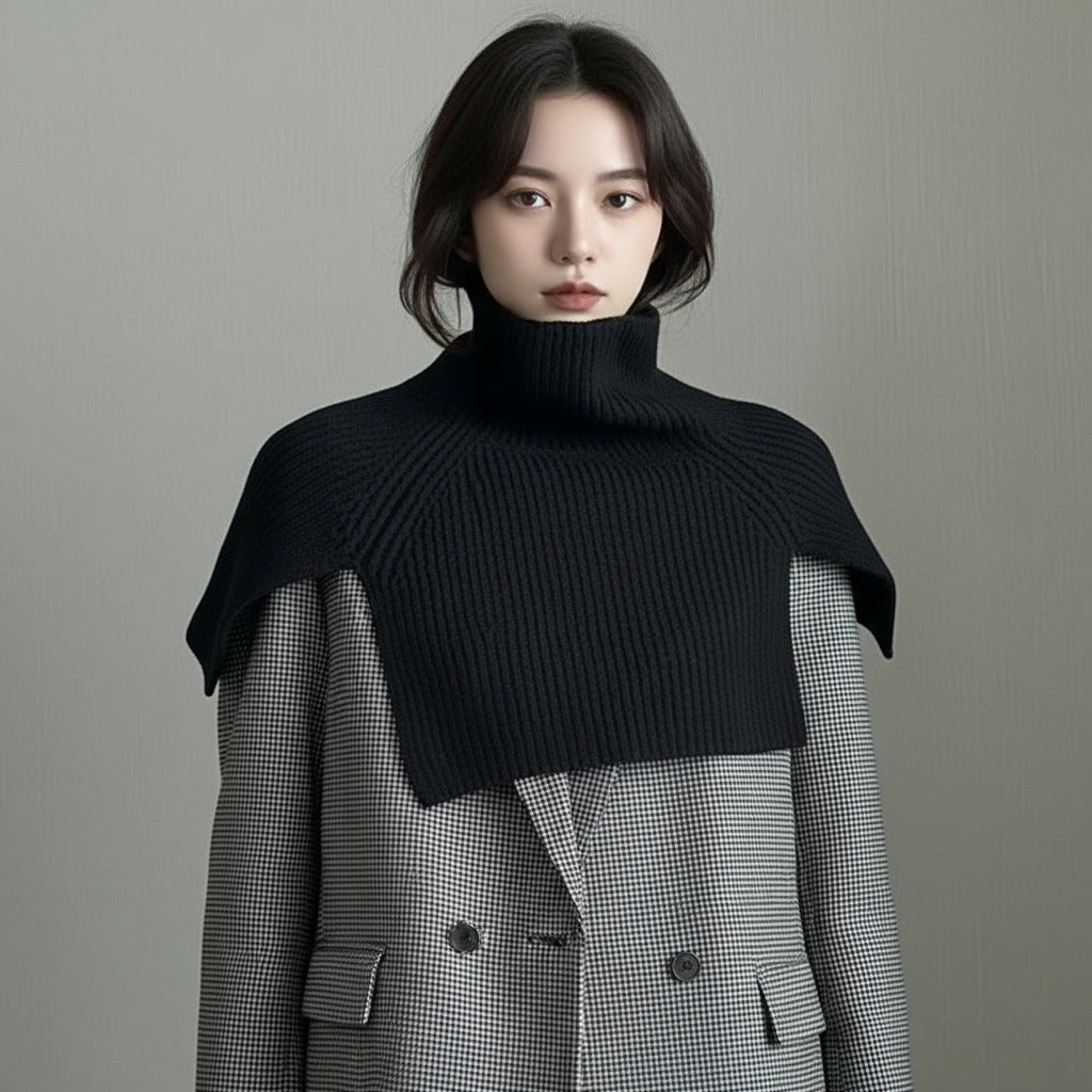Women's Autumn Winter Knitted High Neck Scarf Cape