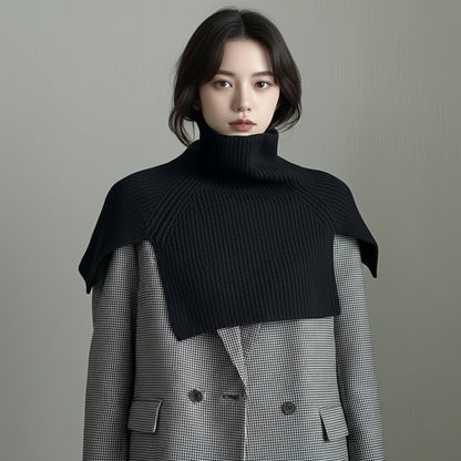 Women's Autumn Winter Knitted High Neck Scarf Cape