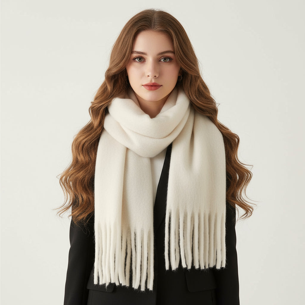 Mohair All-Matching Winter Fringe Scarf