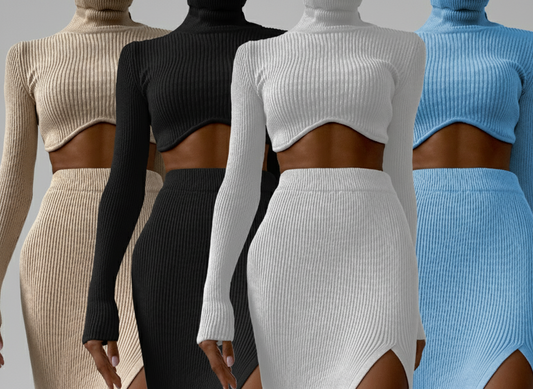 Melanie Set: Fall/Winter Ribbed High Neck Dress (One Set)
