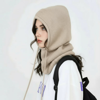 Wool Drawstring Pullover Beanie