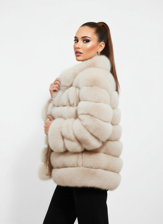 Faux fox fur coat