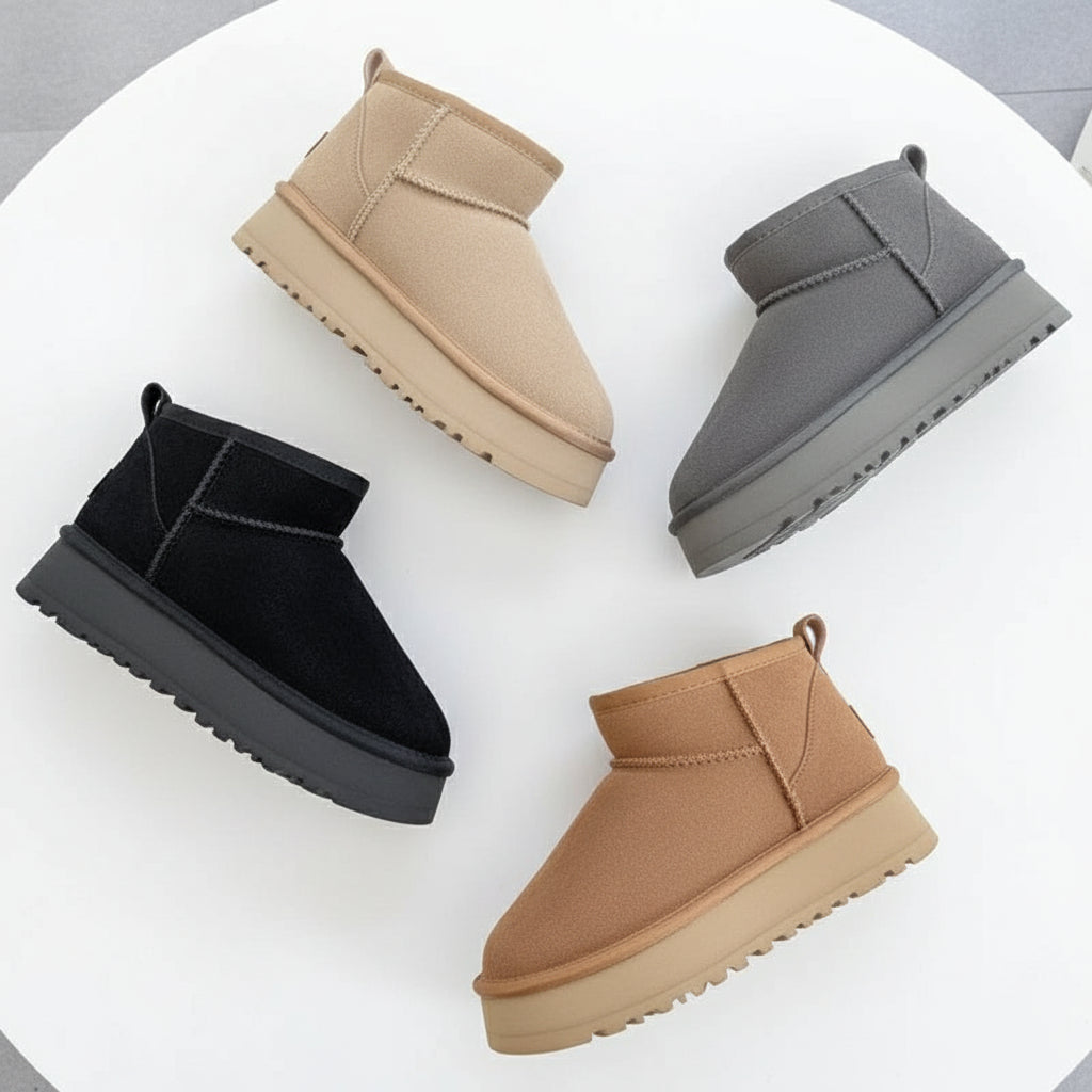 Women's Thick-soled Winter Boots - Warm Short Ankle Shoes