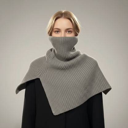 Women's Autumn Winter Knitted High Neck Scarf Cape