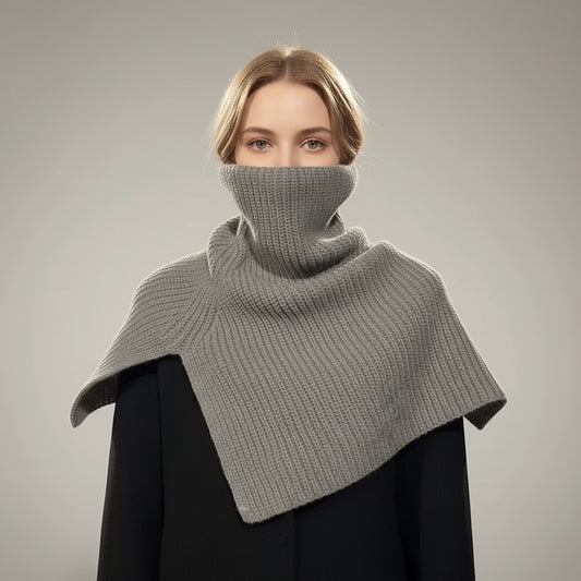 Women's Autumn Winter Knitted High Neck Scarf Cape