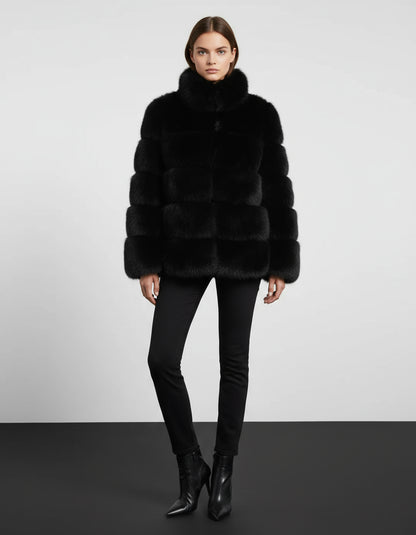 Faux fox fur coat