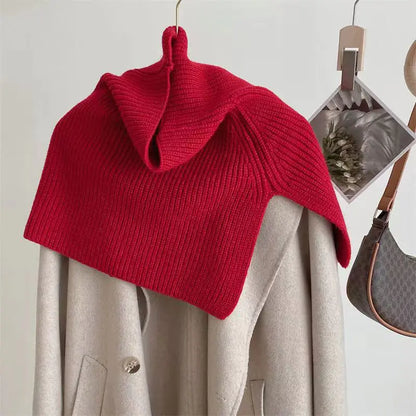 Women's Autumn Winter Knitted High Neck Scarf Cape