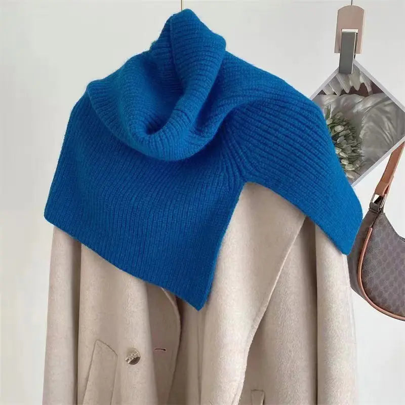 Women's Autumn Winter Knitted High Neck Scarf Cape