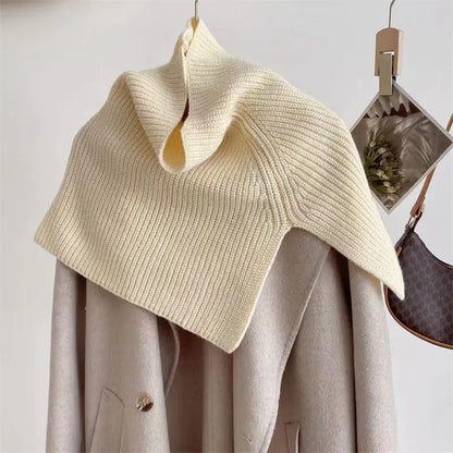 Women's Autumn Winter Knitted High Neck Scarf Cape