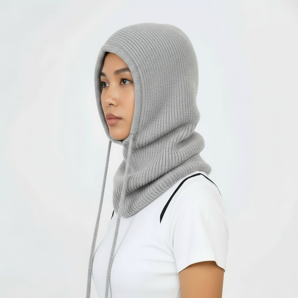 Wool Drawstring Pullover Beanie