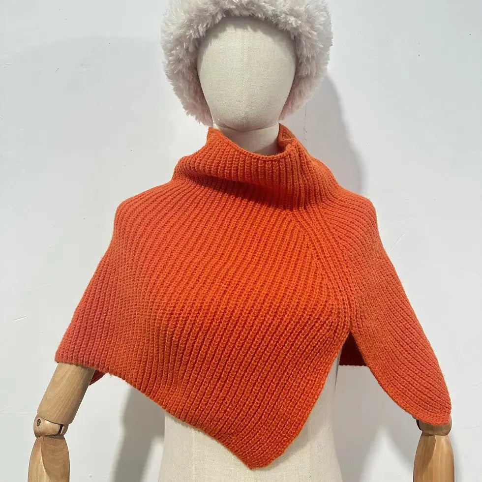 Women's Autumn Winter Knitted High Neck Scarf Cape