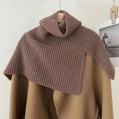 Women's Autumn Winter Knitted High Neck Scarf Cape