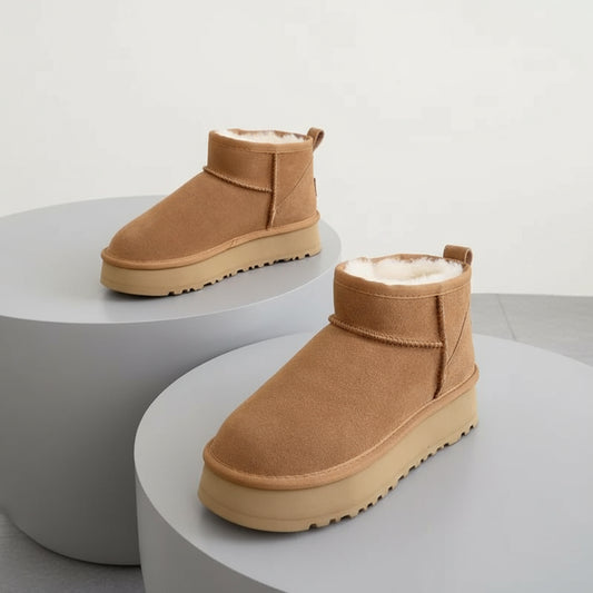 Women's Thick-soled Winter Boots - Warm Short Ankle Shoes