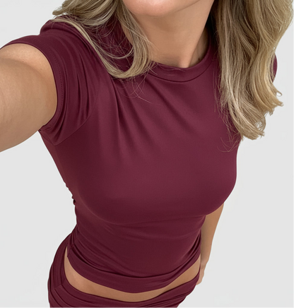 Casual Solid Color Cropped T-Shirt for Women